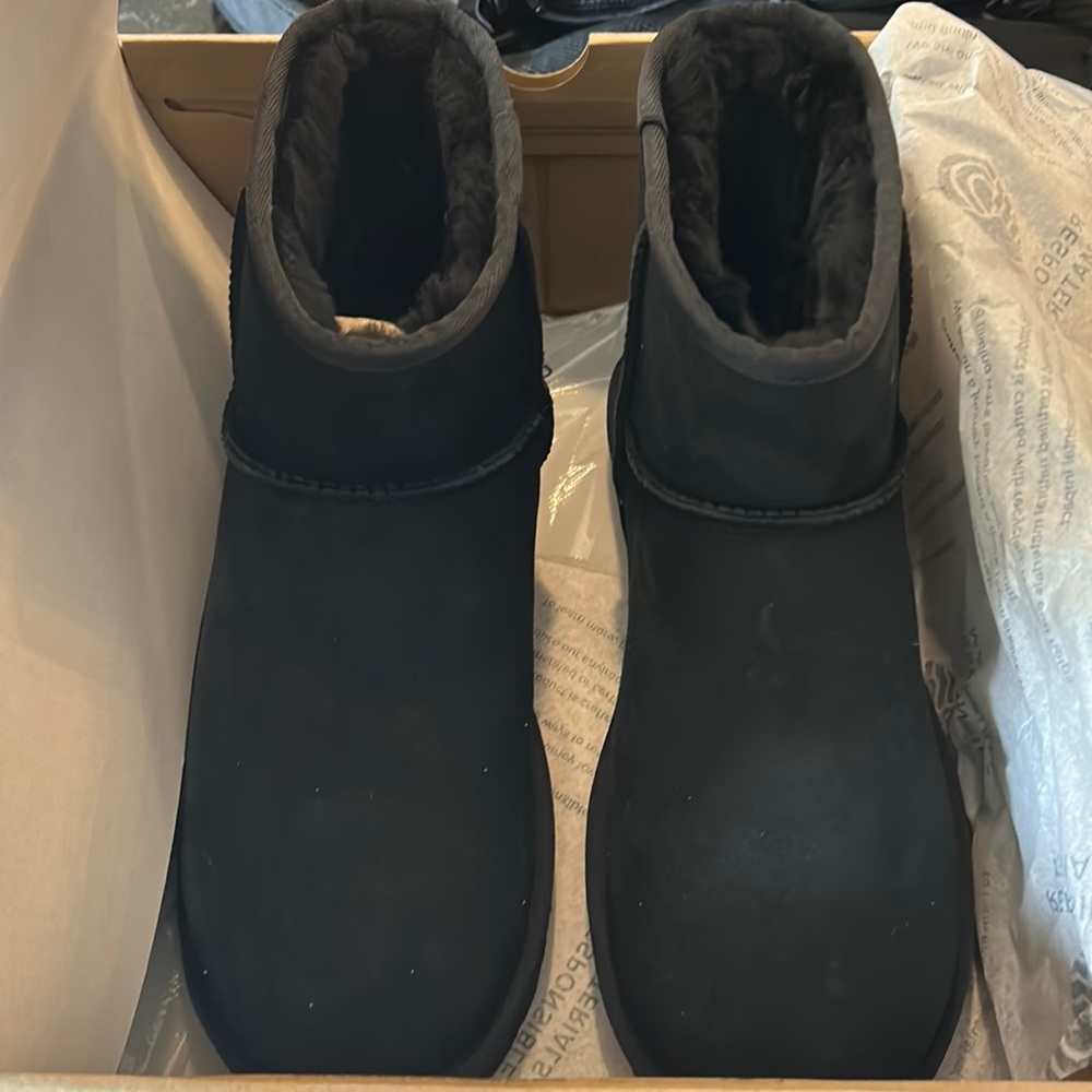 Brand new never worn still in box women’s Ugg’s in color black short bootie
